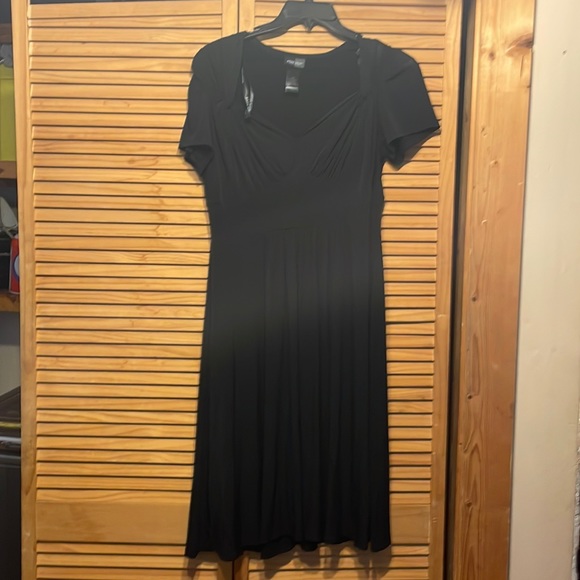 BISOU BISOU little black SWEETHEART neckline DRESS short sleeve Size 16W NEW - Picture 2 of 2